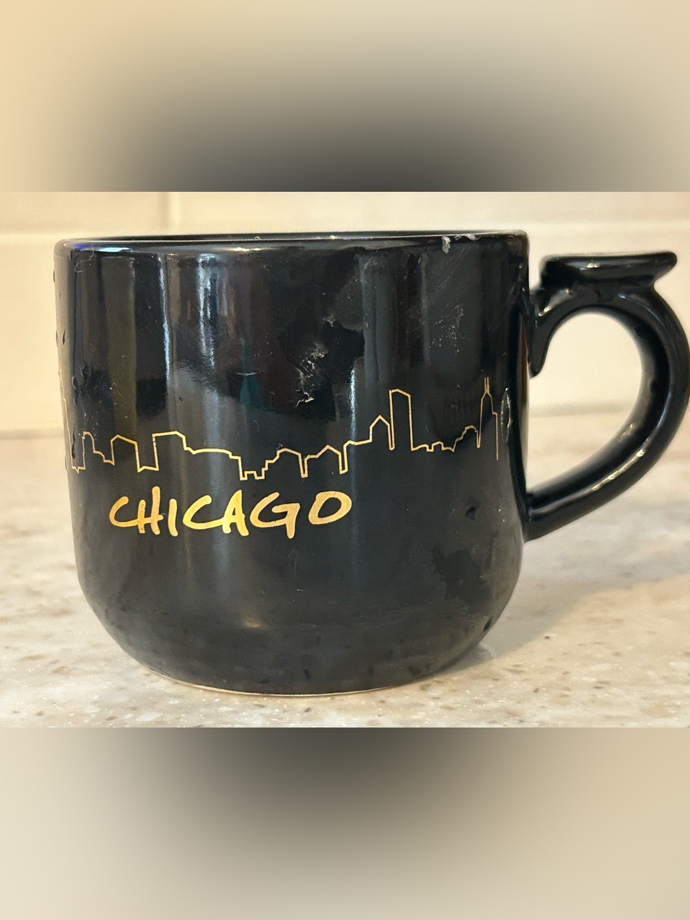 Chicago Skyline Black & Gold Ceramic Mug